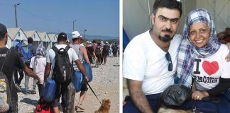Syrische Flüchtlinge mit Hund