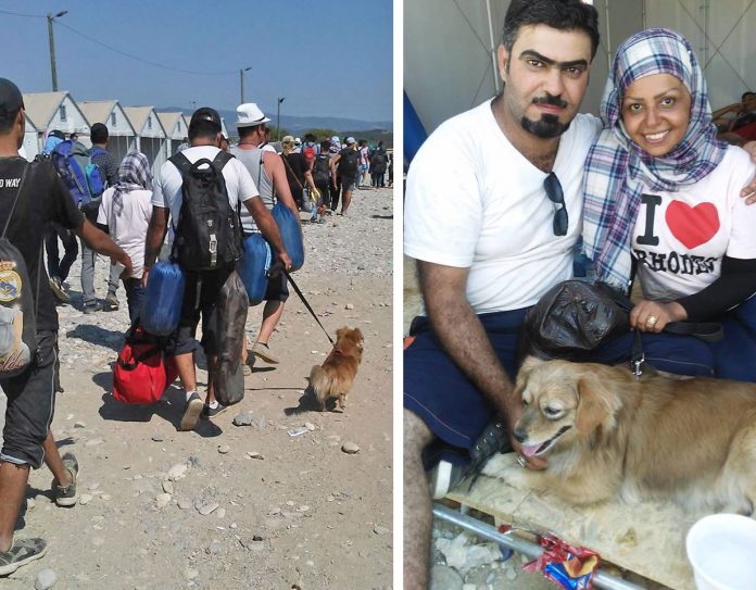 Syrische Flüchtlinge mit Hund